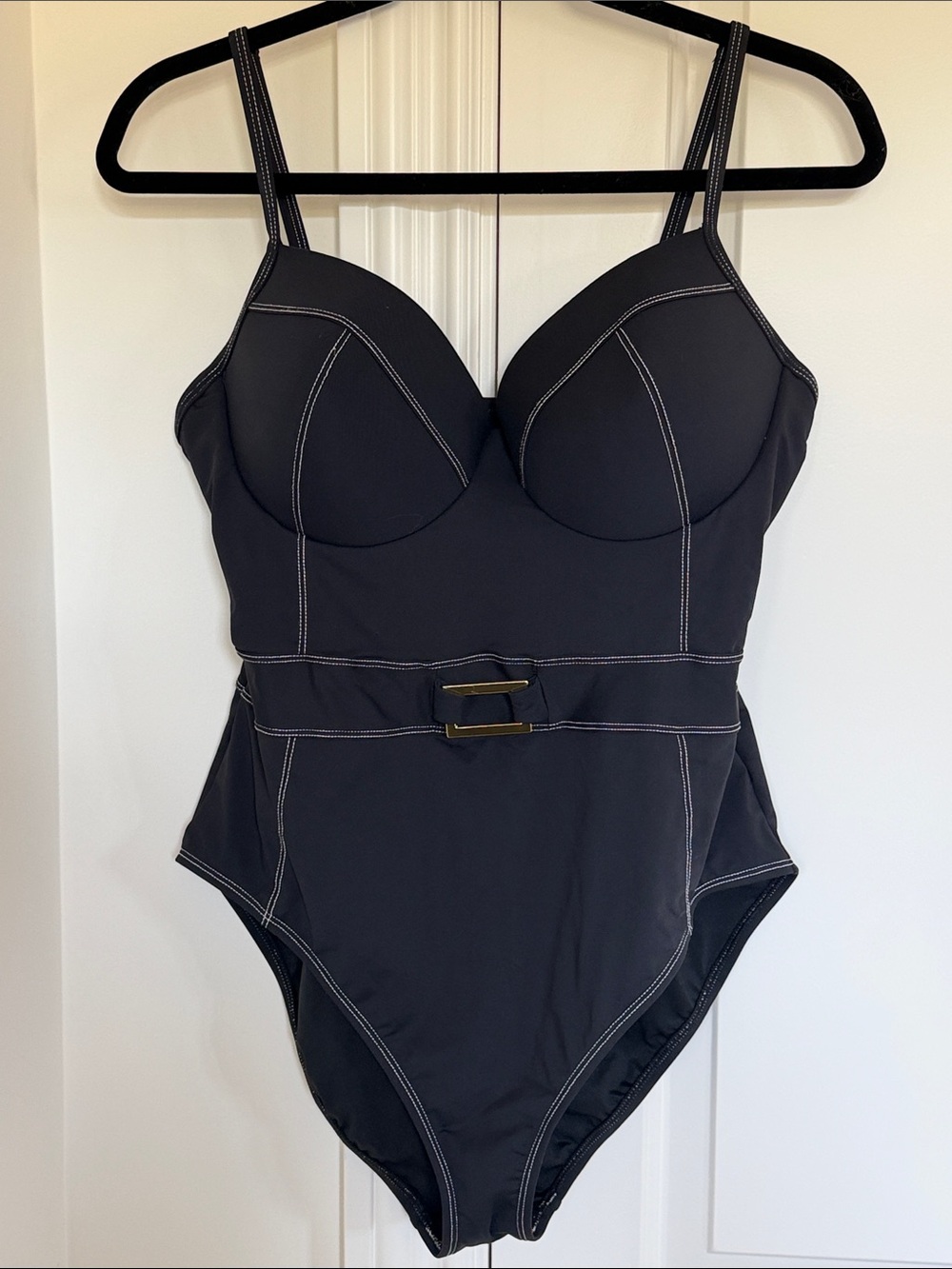 Blue Rod Beattie Fine Line Structured Black One-Piece Swimsuit